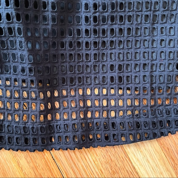 Black Eyelet Full Midi Skirt with Gold Hardware - Picture 5 of 8